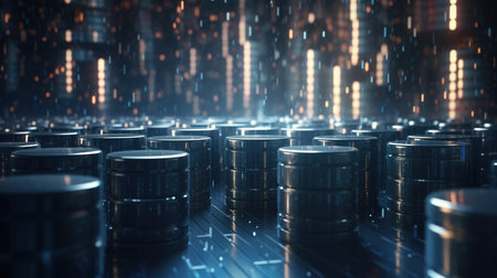 Abstract 3d rendering of data center with binary code. Technology conceptの素材