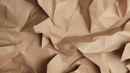 Crumpled brown paper as background, close-up view.の素材