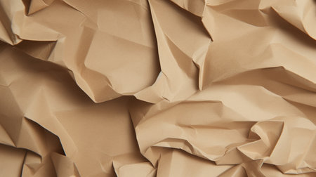 Crumpled brown paper as background. Close-up image.の素材