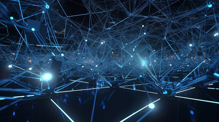 3d rendering of abstract technology background. High tech network concept.の素材
