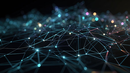 3D rendering of abstract digital background with connecting dots and lines. Network conceptの素材