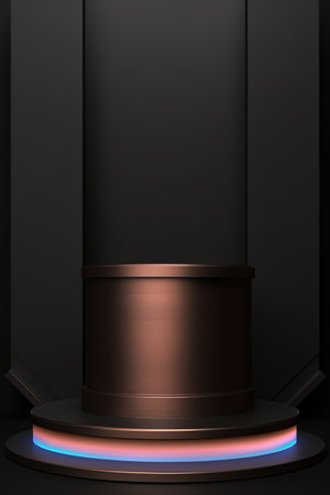 Podium, pedestal or platform for  product presentation. Mock up, 3D renderingの素材