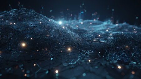 3D rendering of abstract digital technology background. Network connection structure.の素材