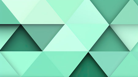 Abstract geometric background with green and blue triangles. 3d render illustrationの素材