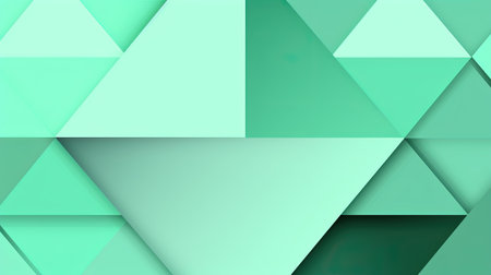 Abstract geometric background with green and blue triangles. 3d render illustrationの素材