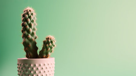 Cactus in pot on green background. Minimal style. 3d renderの素材