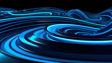 3d rendering of abstract blue wavy background. Computer digital drawing.の素材
