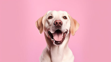 Labrador retriever dog on a pink background. Studio shot.の素材