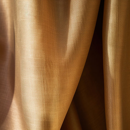 golden satin texture background close up. Luxury golden satin fabricの素材