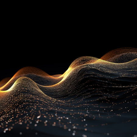 Abstract technology background with glowing particles. Big data visualization. Graphic concept for your designの素材
