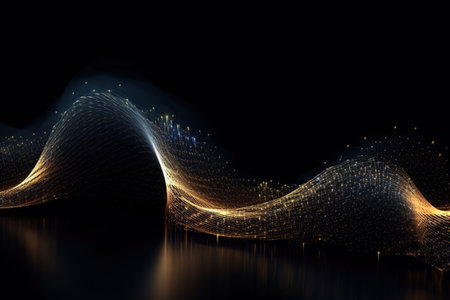 3d illustration of abstract technology background with flowing particles. Network conceptの素材