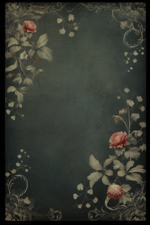 Grunge floral background with peony flowers. Vintage style.の素材