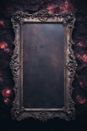Vintage picture frame on a dark background. Copy space for text.の素材