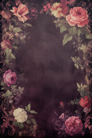 Grunge floral background with space for your text or image.の素材