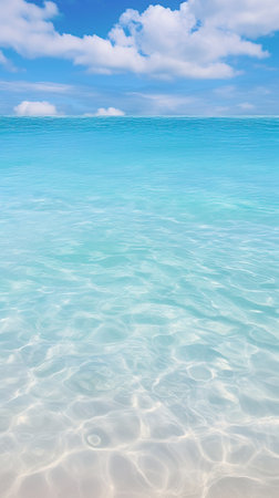 tropical beach with blue sky and white sandbe used as backgroundの素材
