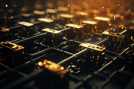 Abstract 3d render of futuristic technology background. Hi-tech circuit board.の素材