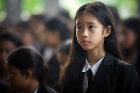 portrait of asian business woman looking at camera in the officeの素材