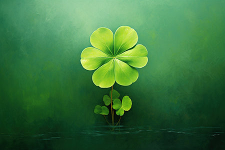 Four leaf clover on green background. St.Patrick's Dayの素材