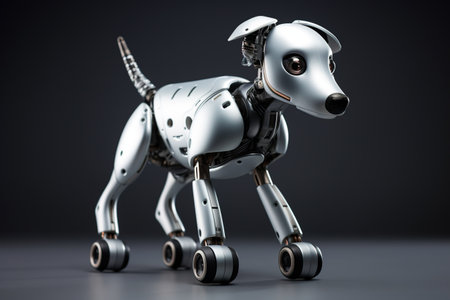 Robot made of metal on a dark background. 3d renderingの素材