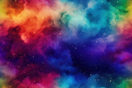Abstract colorful background with stars and nebula. Vector illustration for your designの素材