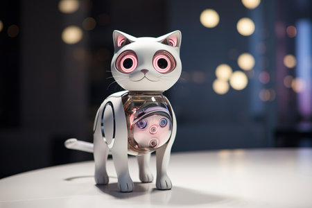 Cute cat figurine in the form of astronaut with spaceship.の素材