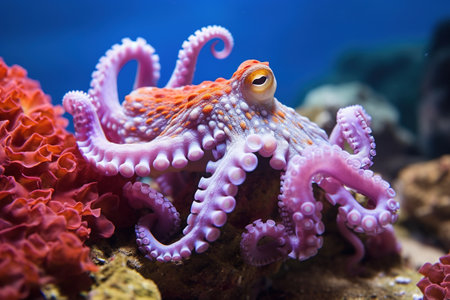 Octopus in the aquarium. Underwater world. Marine life.の素材