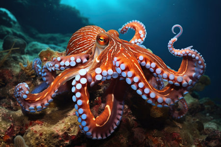 Octopus on a coral reef in the Red Sea, Egypt.の素材