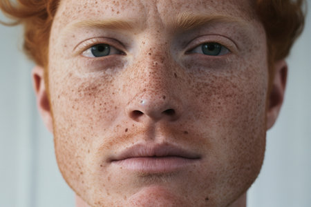 Portrait of a red-haired freckled boy with frecklesの素材