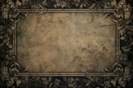 Grunge background with frame and ornament. Template for design.の素材