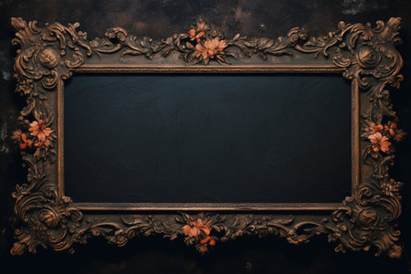 Vintage frame on a dark background. Place for your text.の素材