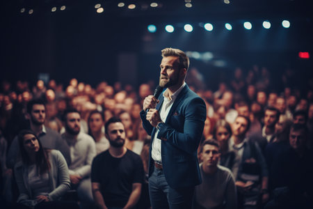 Speaker at Business Conference and Presentation. Audience at the conference hall.の素材