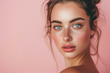 Beauty portrait of young woman with natural make up. Perfect skin.の素材