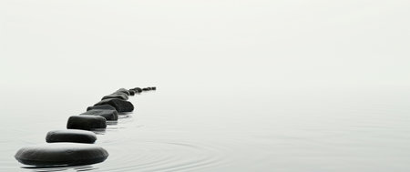 Stones in the water - 3d render, panoramicの素材