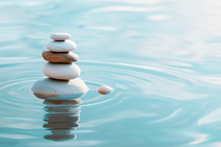 zen stones on water background, zen concept, harmony and balanceの素材