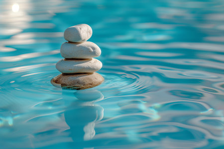zen stones on the water in the pool, zen meditation conceptの素材