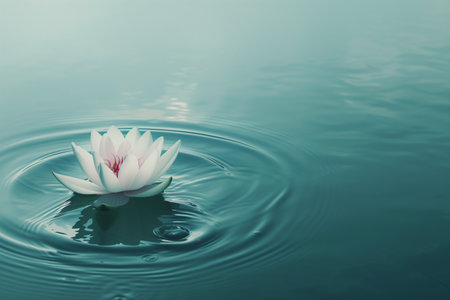Water lily on the water surface with copy space for your textの素材