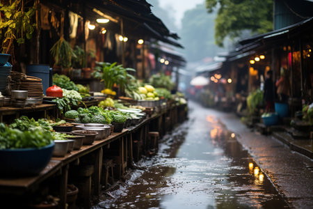Traditional street market in Hoi An ancient town in Vietnam, Asiaの素材