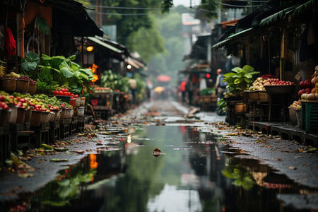 Traditional Thai street food market in Chiang Mai, Thailand.の素材