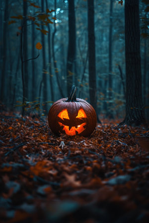 Halloween pumpkin in the forest. Jack O'Lanternの素材