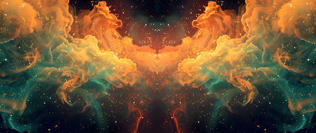 This captivating image immerses the viewer in a mesmerizing cosmic tapestry of glowing nebulae swirling galaxies and shimmering stardust The vibrant dynamic composition evokes a sense of boundlessの素材