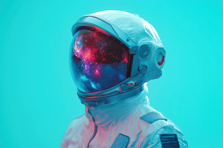 Astronaut Explores Mesmerizing Cosmic Wonders in Futuristic Space Suit Surrounded by Twinkling Stars Nebulae and Distant Planets in the Vast Universeの素材