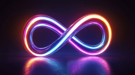 Glowing Interconnected Rings Forming an Infinite Luminous Symbol of Eternity Motion and Endless Possibilitiesの素材