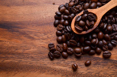 Coffee Beans Background / Coffee Beans / Coffee Beans on Wooden Background