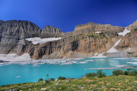 Grinnell Glacier in Glacier National Park, Montanaの写真素材