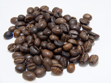 coffee beans on white backgroundの写真素材
