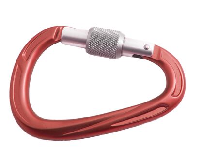 Carabiner for climbing isolated on white backgroundの写真素材