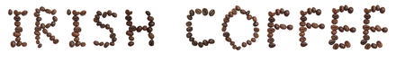 Isolated Word 'IRISH COFFEE' make from coffee bean on white backgroundの写真素材