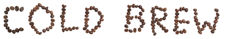 Isolated Word 'COLD BREW' make from coffee bean on white backgroundの写真素材