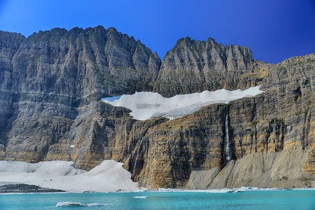 Grinnell Glacier clear blue sky, Glacier National Park, Montanaの写真素材