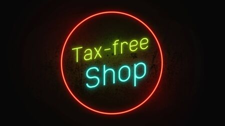 Tax free shop .Neon sign banner background.の写真素材